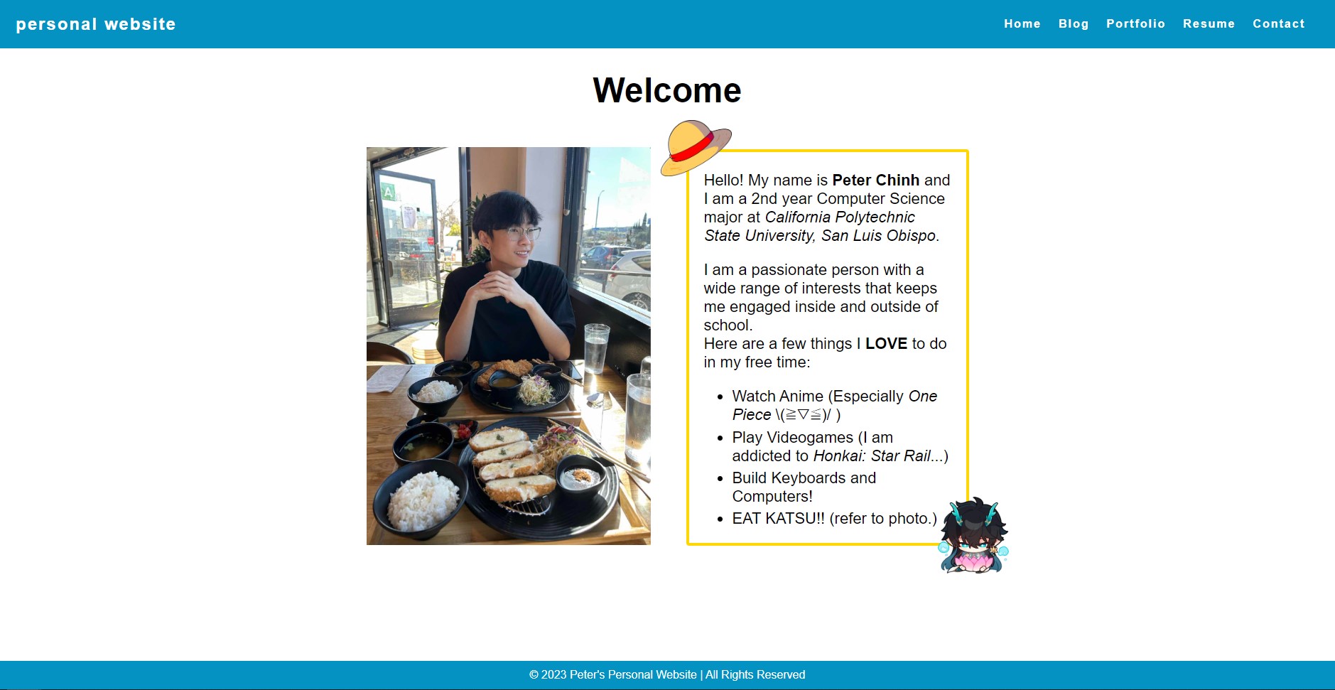 Home page of personal website